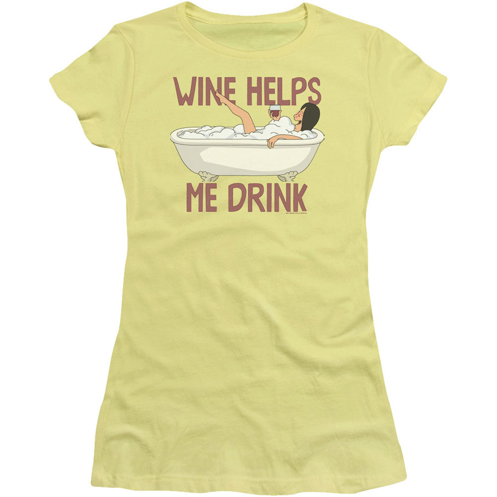 Bobs Burgers Wine Helps Cap Sleeve Junior Top Front