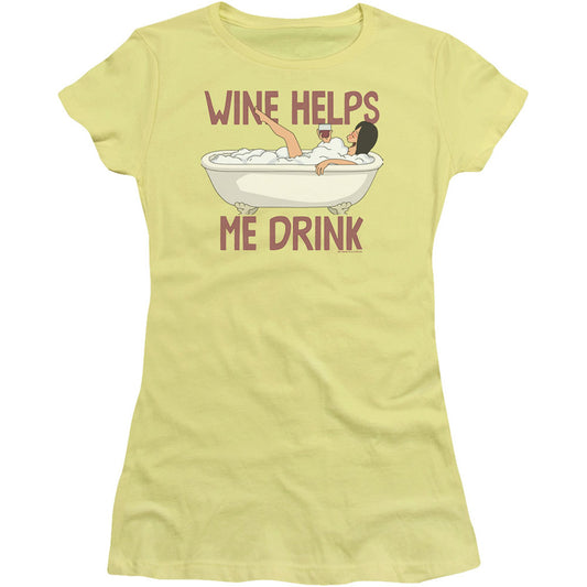 Bobs Burgers Wine Helps Cap Sleeve Junior Top Front