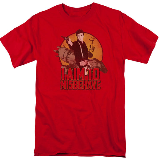 Firefly I Aim To Misbehave Adult T-shirt Front