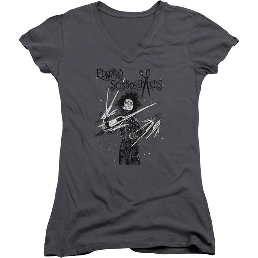Edward Scissorhands Snowy Night V-Neck Junior Top Front