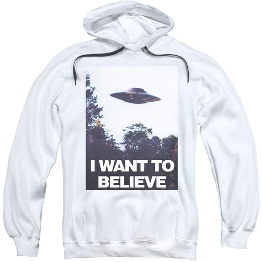 X Files Believe Poster Adult 25% Poly Hooded Sweatshirt Front