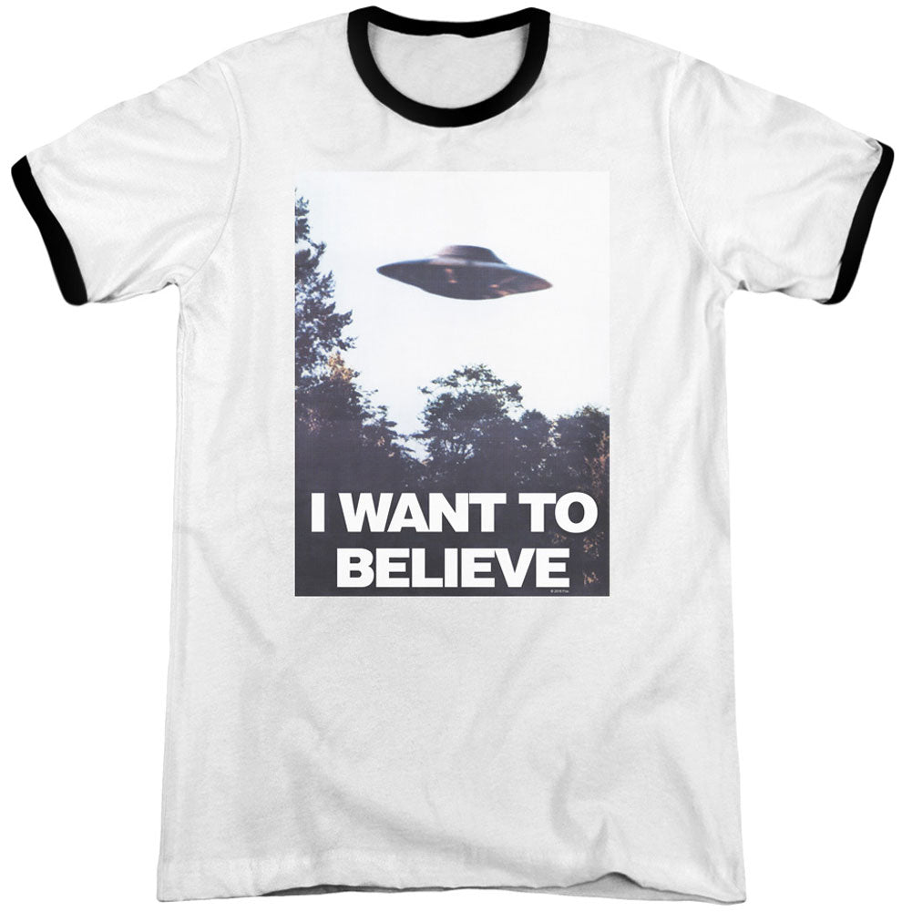 X Files Believe Poster Adult Ringer T-shirt Front