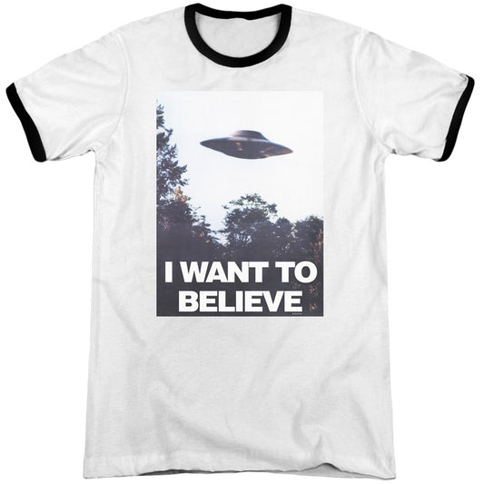 X Files Believe Poster Adult Ringer T-shirt Front