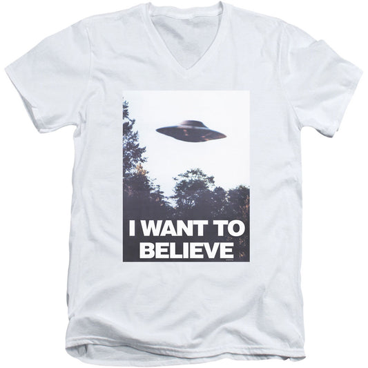 X Files Believe Poster Adult V-Neck Slim Fit T-shirt Front