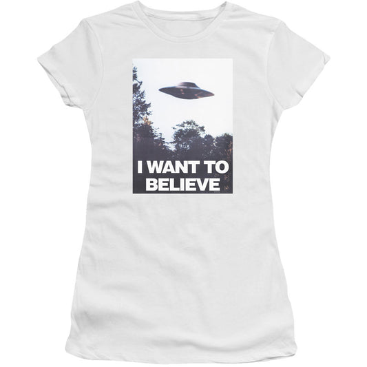 X Files Believe Poster Cap Sleeve Junior Top Front