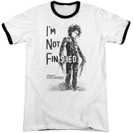 Edward Scissorhands Not Finished Adult Ringer T-shirt Front