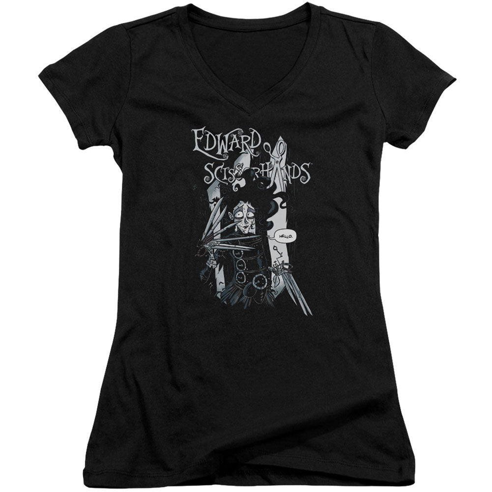 Edward Scissorhands Hello V-Neck Junior Top
