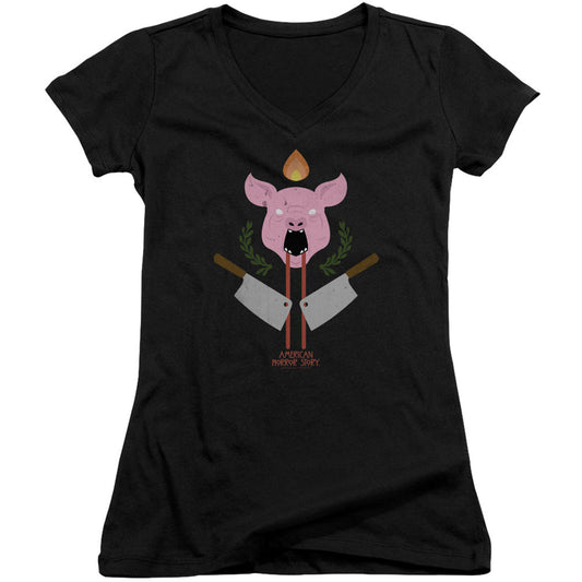 American Horror Story Pig Cleavers V-Neck Junior Top Front