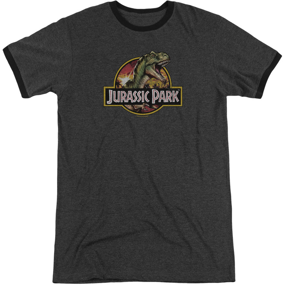 Jurassic Park Retro Rex Adult Ringer T-shirt Front