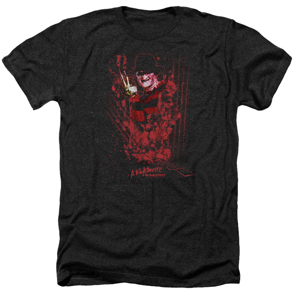 Nightmare On Elm Street One Two Freddys Coming For You Adult Heather 40% Poly T-shirt Front