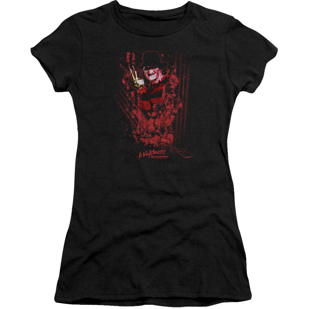 Nightmare On Elm Street One Two Freddys Coming For You Cap Sleeve Junior Top Front