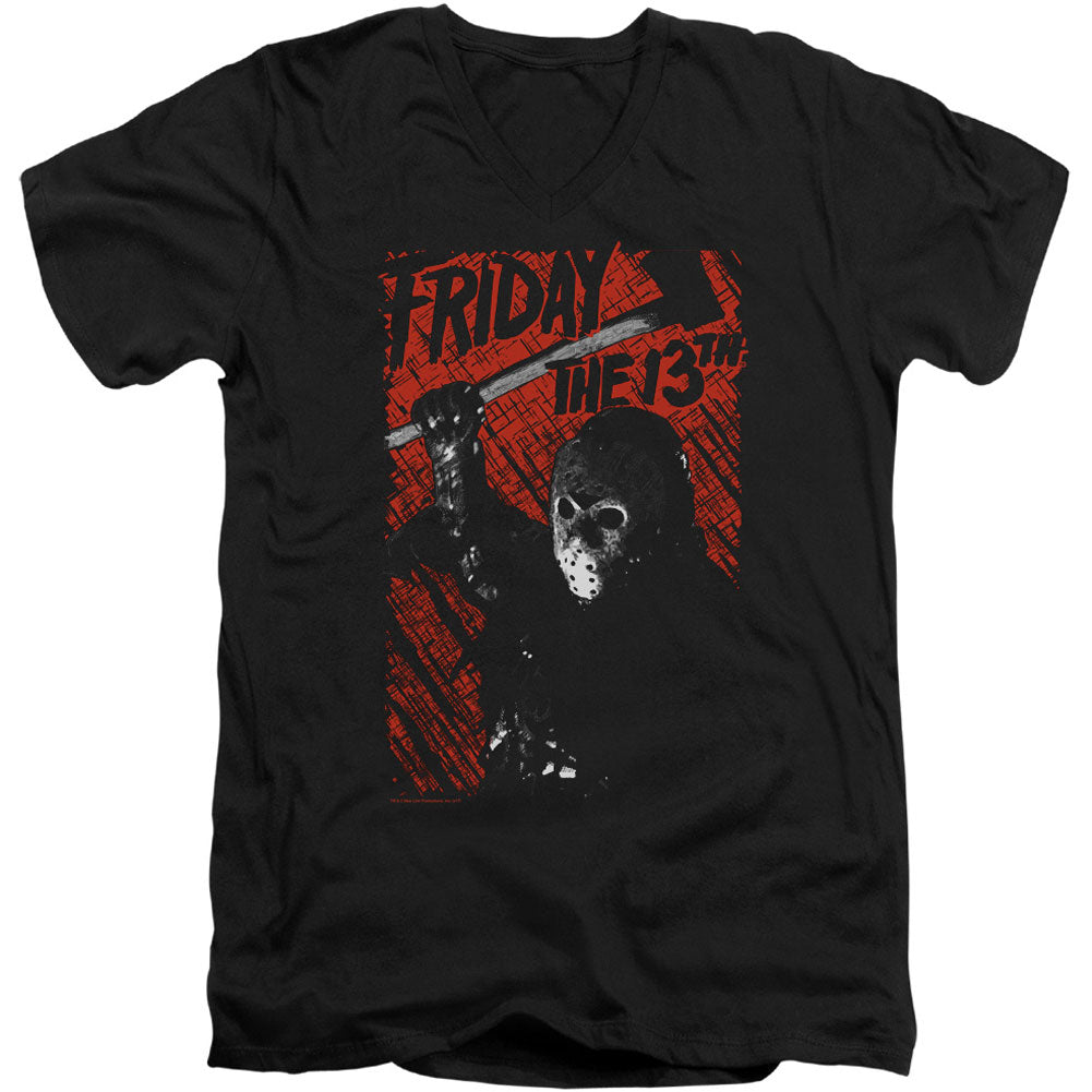 Friday The 13th Jason Lives Adult V-Neck Slim Fit T-shirt Front