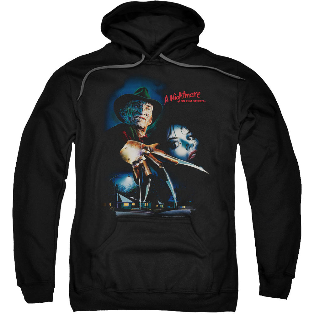 Nightmare On Elm Street Elm Street Poster Adult 25% Poly Hooded Sweatshirt Front