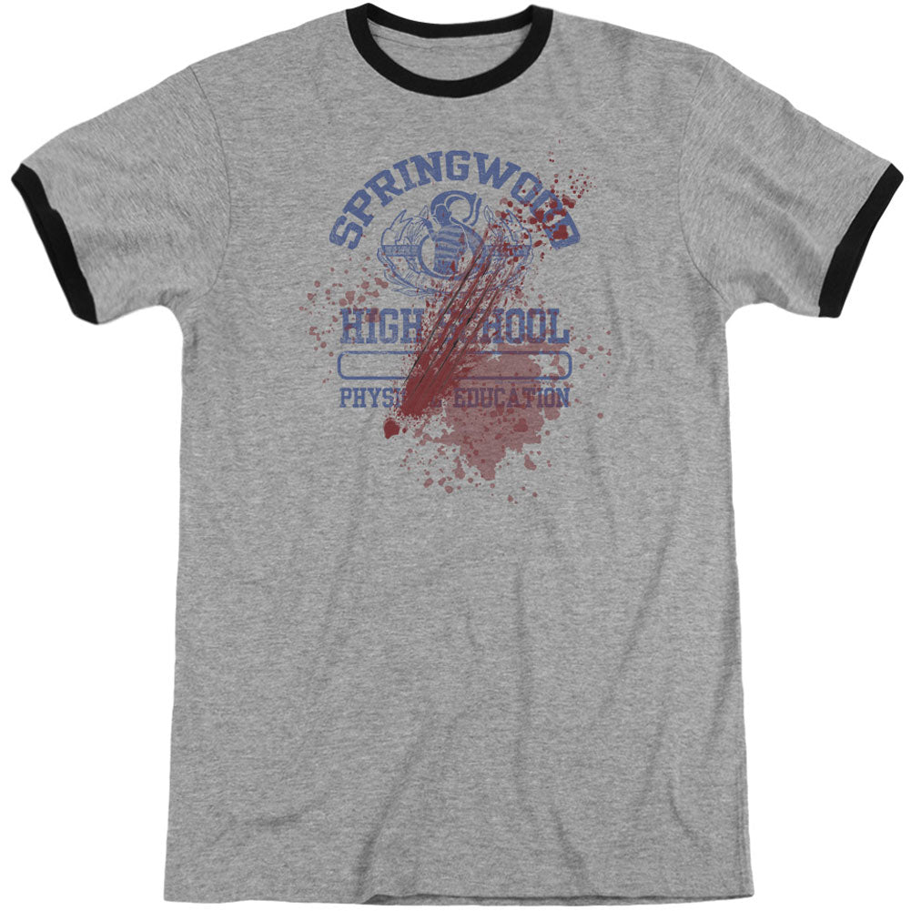 Nightmare On Elm Street Springwood High Victim Adult Ringer T-shirt Front