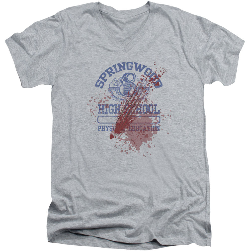Nightmare On Elm Street Springwood High Victim Adult V-Neck Slim Fit T-shirt Front