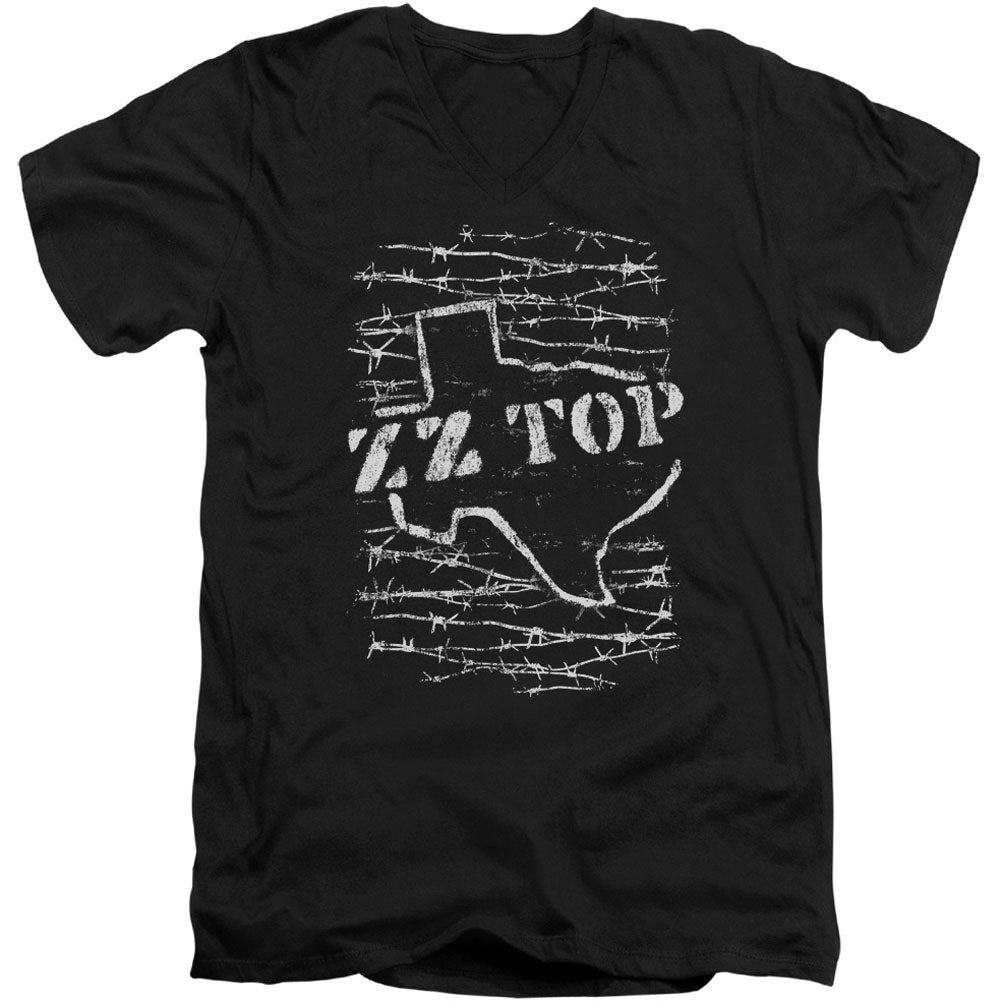 ZZ Top Barbed Adult V-Neck Slim Fit T-shirt Front