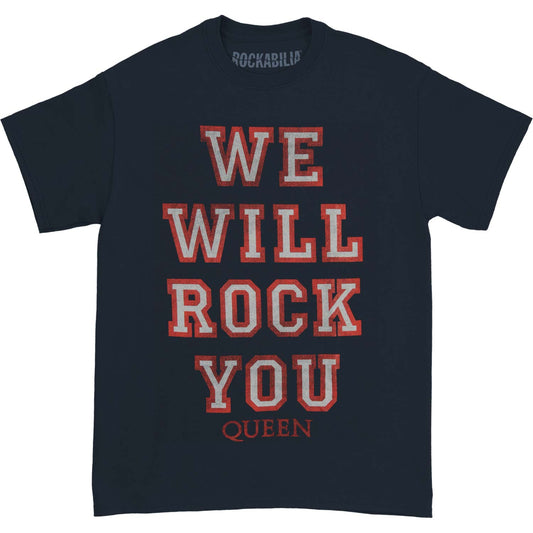 Queen We Will Rock You On Dark Navy T-shirt Front