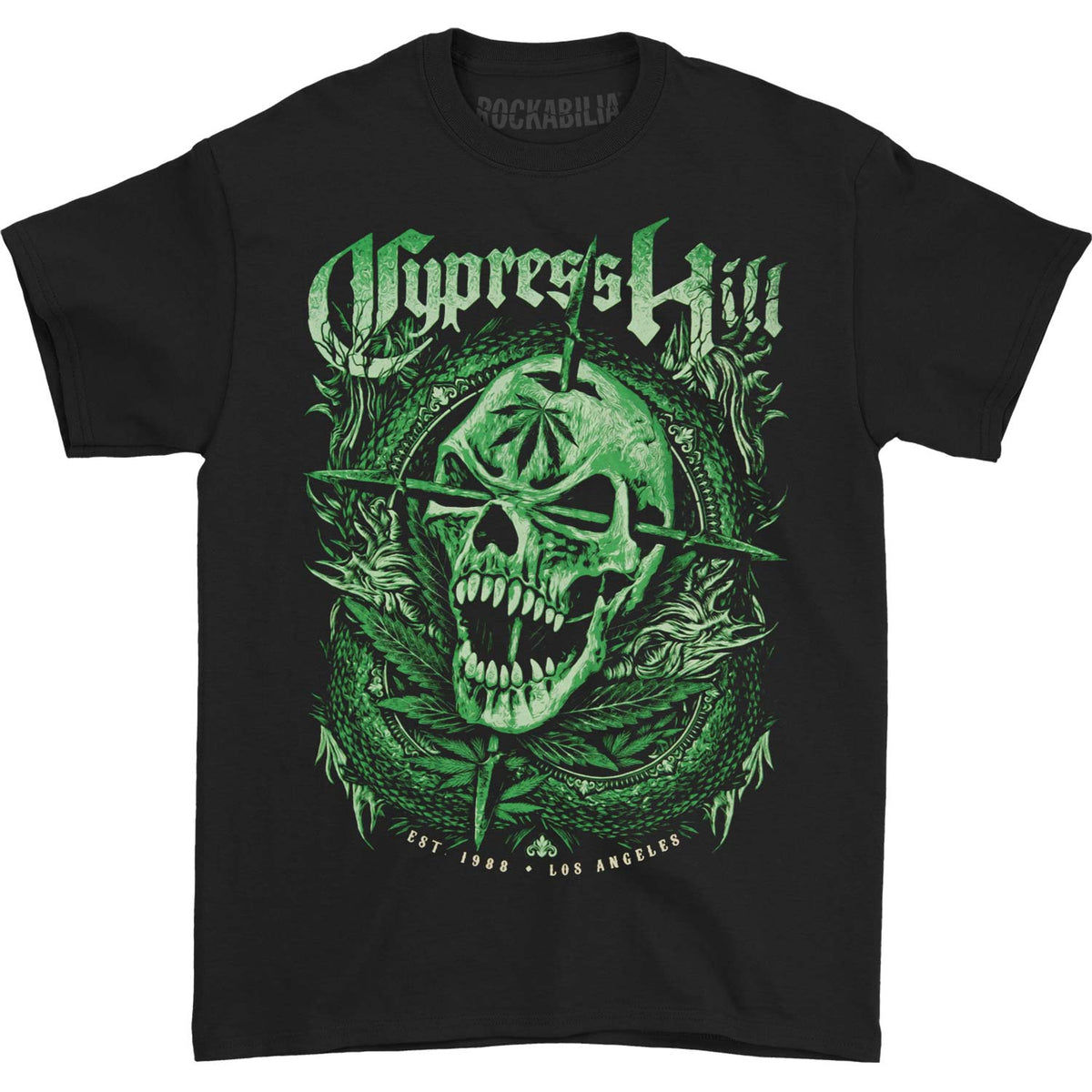 Cypress Hill 2018 Green Skull T-shirt Front
