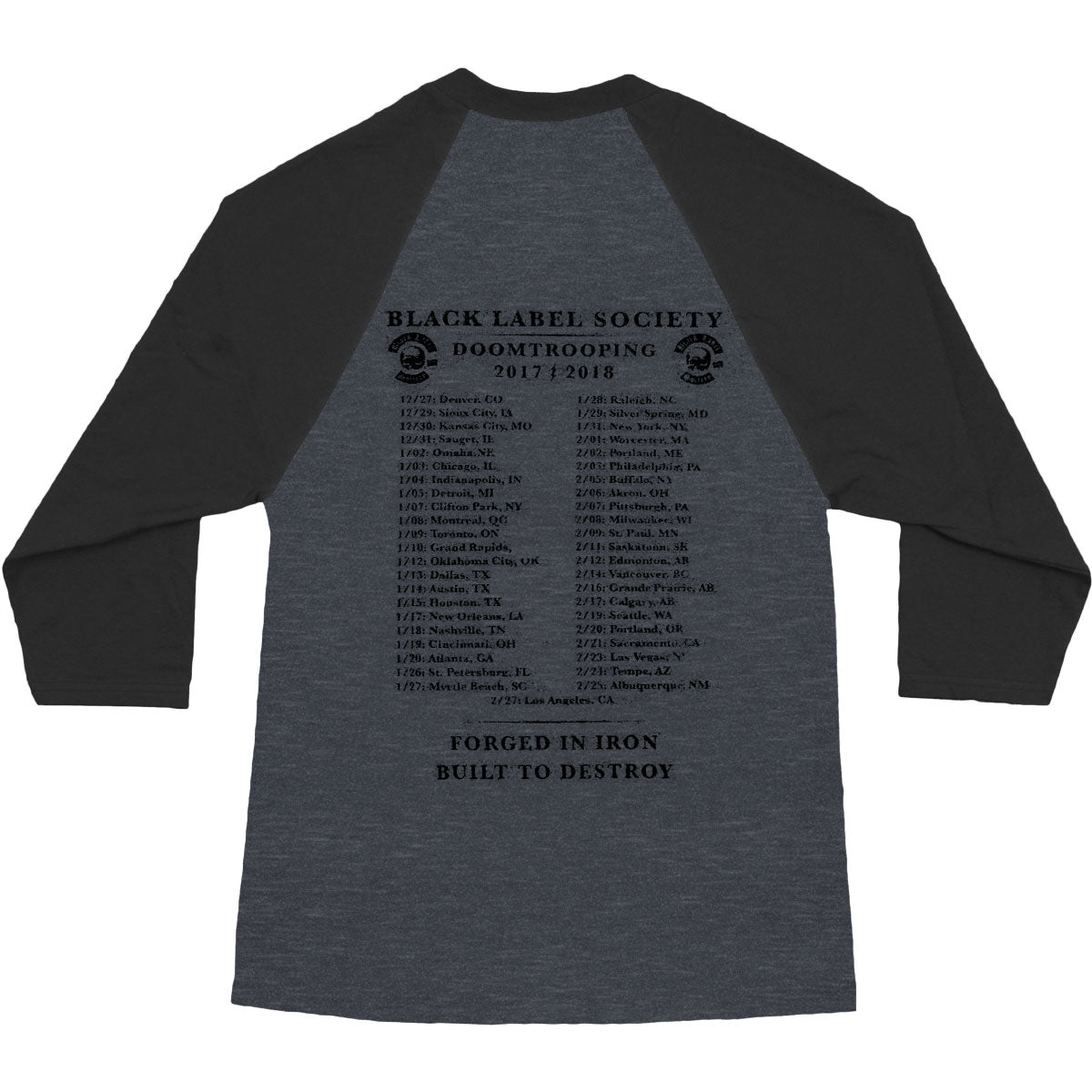 Black Label Society Photo Men's Grey Raglan Baseball Jersey Back
