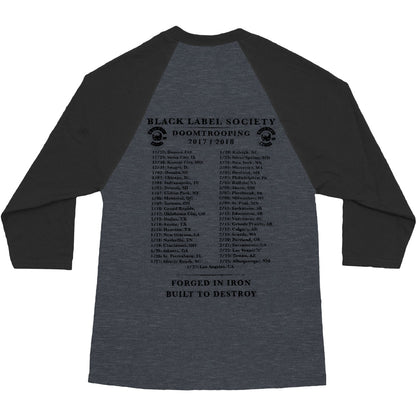 Black Label Society Photo Men's Grey Raglan Baseball Jersey Back