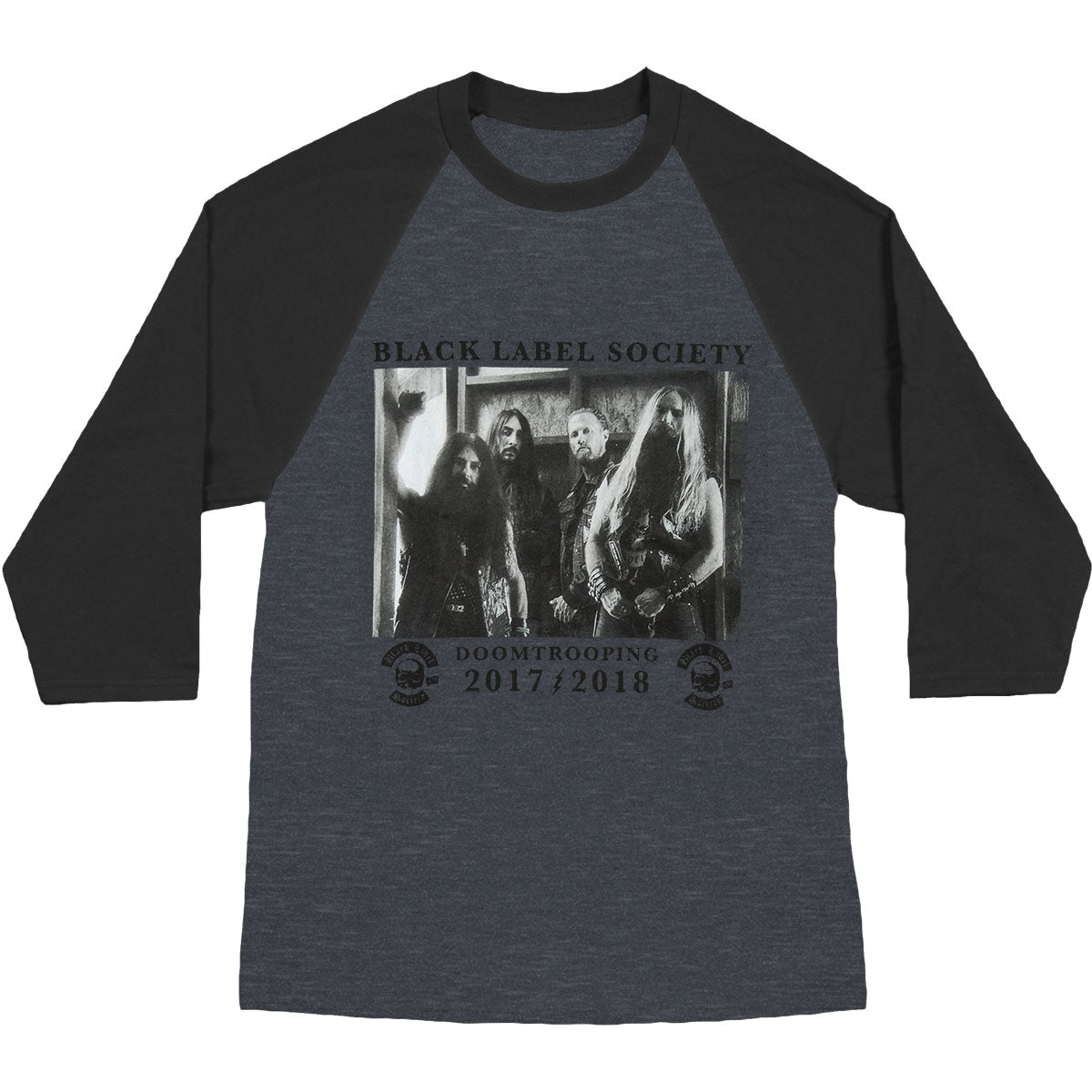 Black Label Society Photo Men's Grey Raglan Baseball Jersey Front