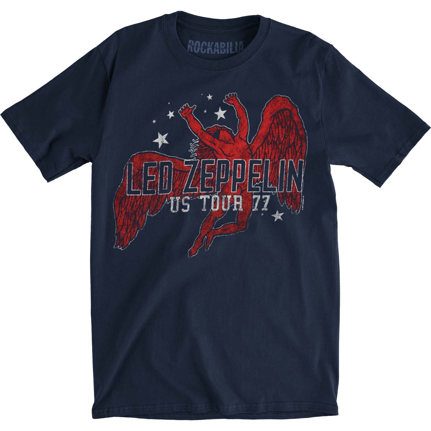 Led Zeppelin Red Icarus Stars US '77 Slim Fit T-shirt Front