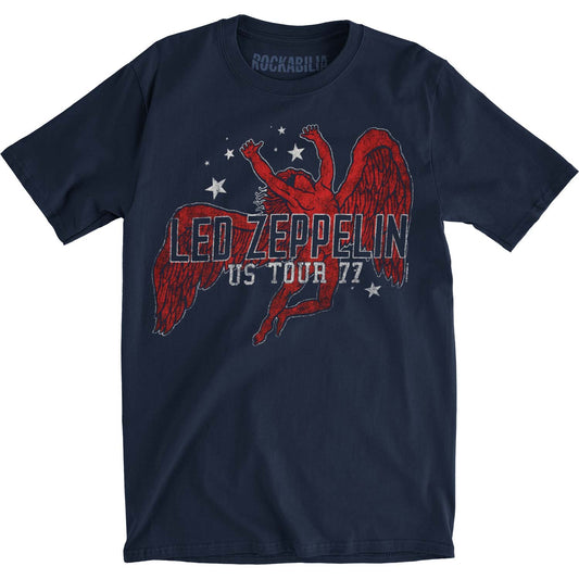 Led Zeppelin Red Icarus Stars US '77 Slim Fit T-shirt Front