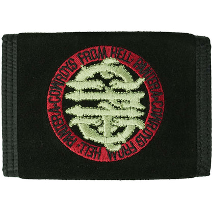 Embr. Logo Hook & Loop Closure Suede Bi-Fold Wallet