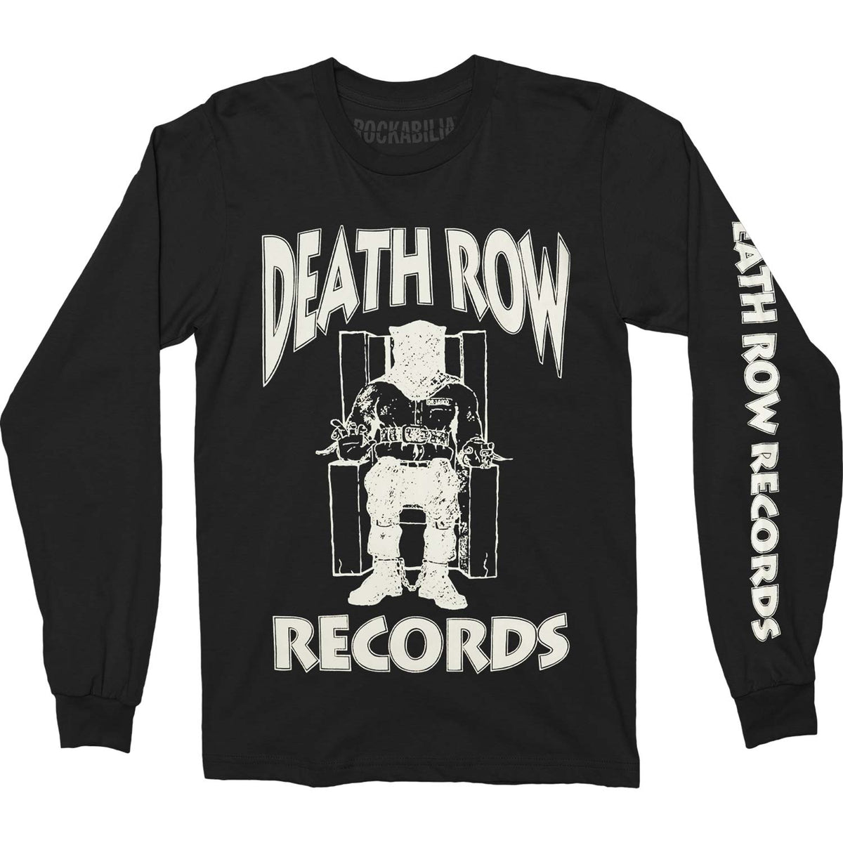 Death Row Records White Logo With Sleeve Hit Long Sleeve Crew Long Sleeve Front