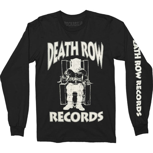 Death Row Records White Logo With Sleeve Hit Long Sleeve Crew Long Sleeve Front