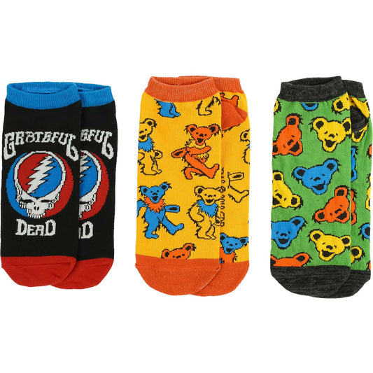 Grateful Dead Steal Your Face And Pattern 3-Pack Novelty Ankle Socks Socks Front
