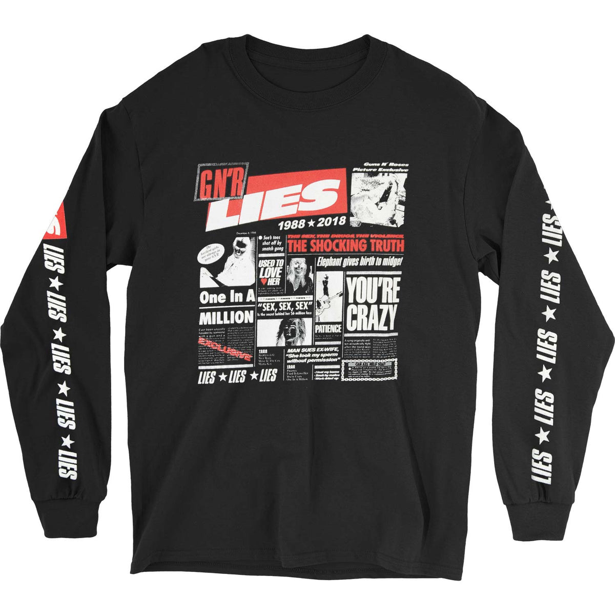 Guns N Roses Lies Cover (Sleeve Print) Long Sleeve Front