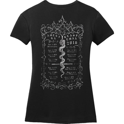 Behemoth Skull Tour Date Womens Tee (Black) Womens Tee Junior Top Back