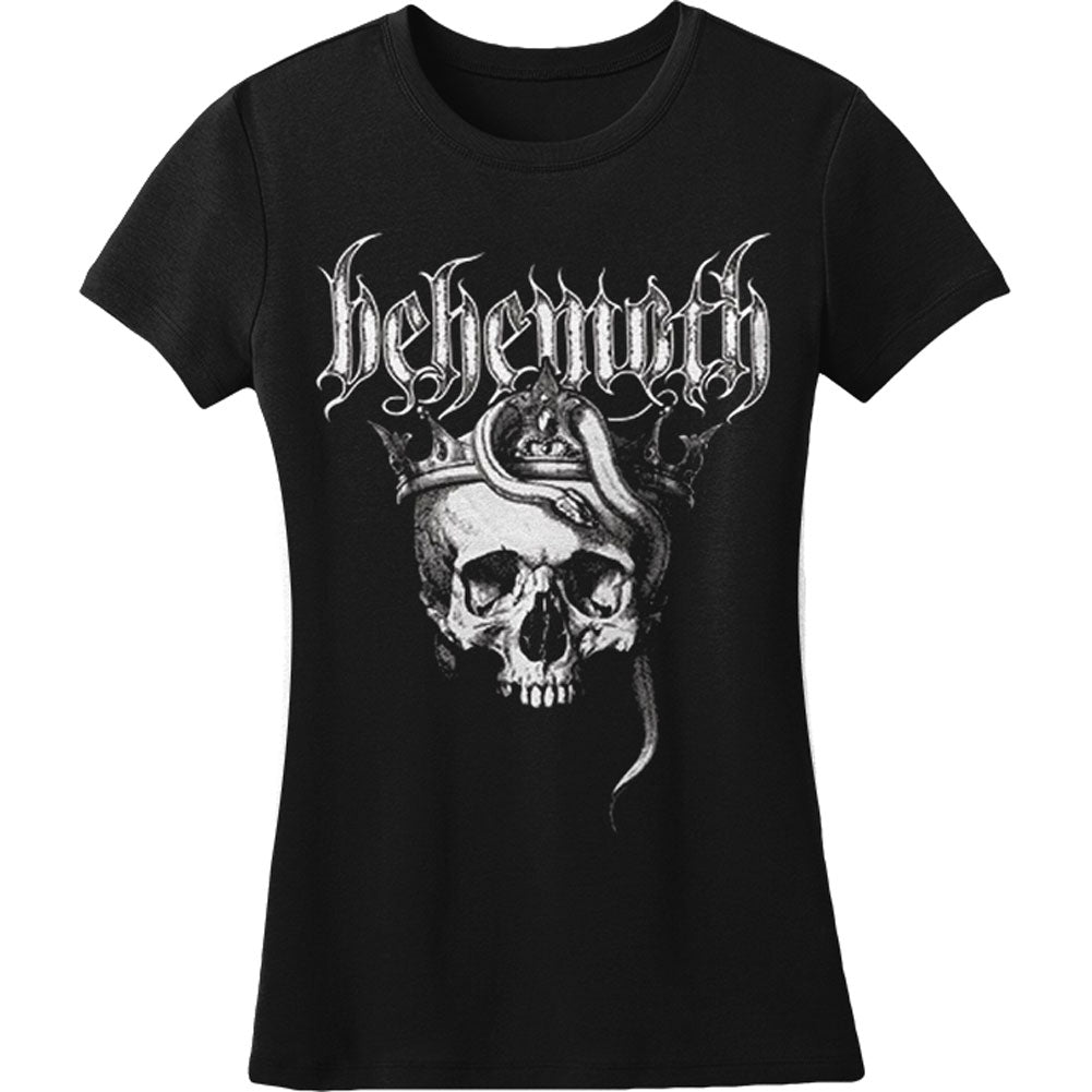 Behemoth Skull Tour Date Womens Tee (Black) Womens Tee Junior Top Front