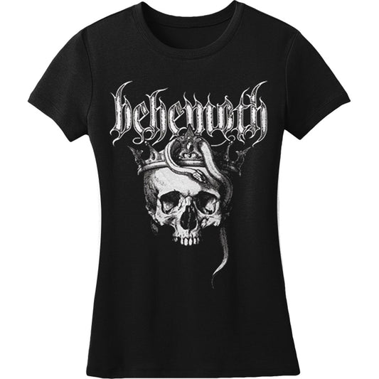 Behemoth Skull Tour Date Womens Tee (Black) Womens Tee Junior Top Front