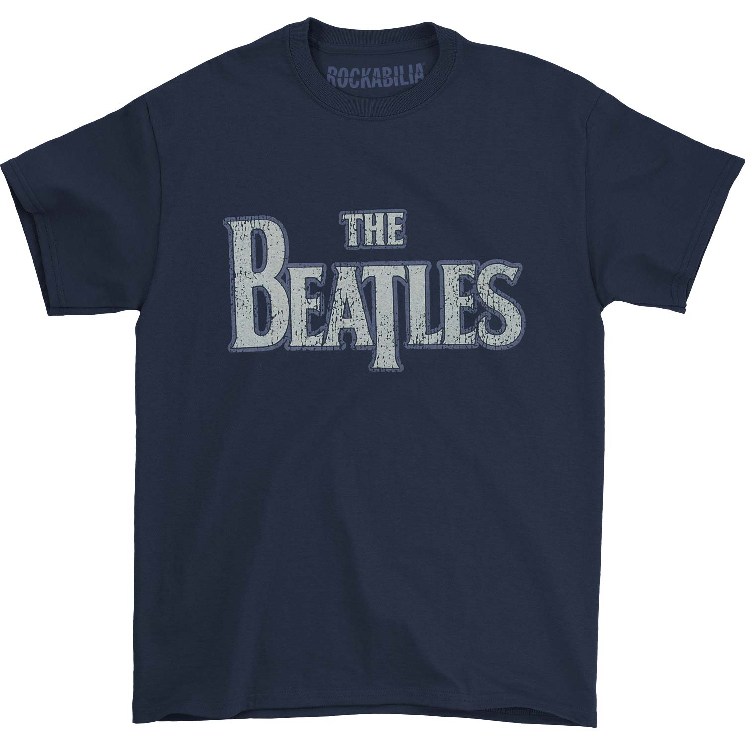 Beatles Distressed Logo Tee (Blue) T-shirt Front