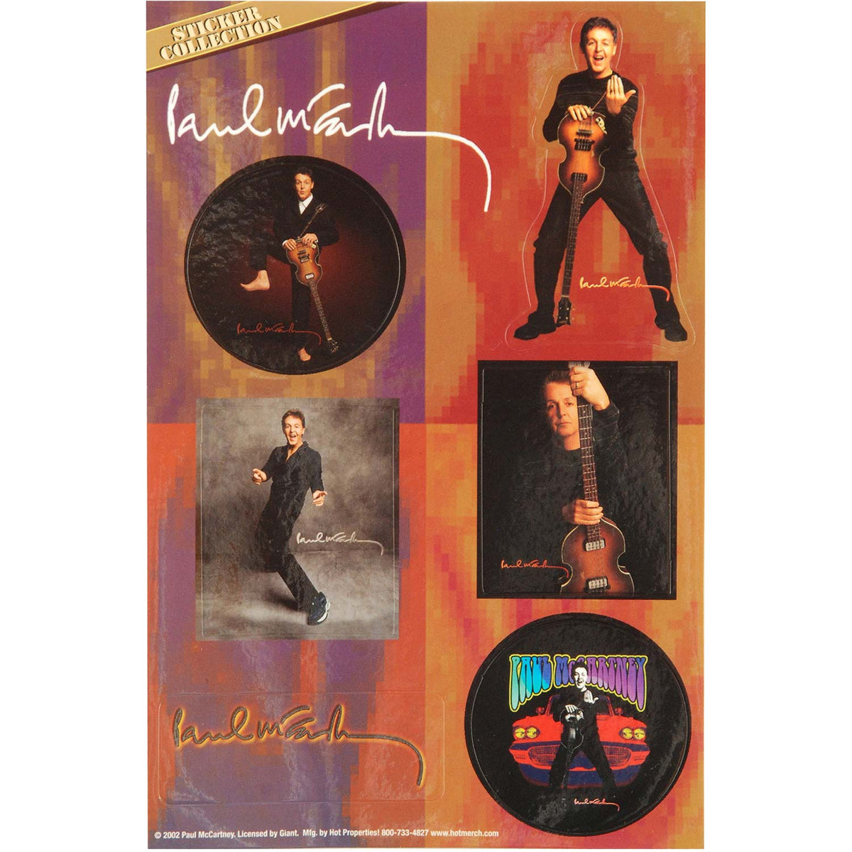 Paul Mccartney Sheet of 6 Assorted Stickers Sticker Set Front