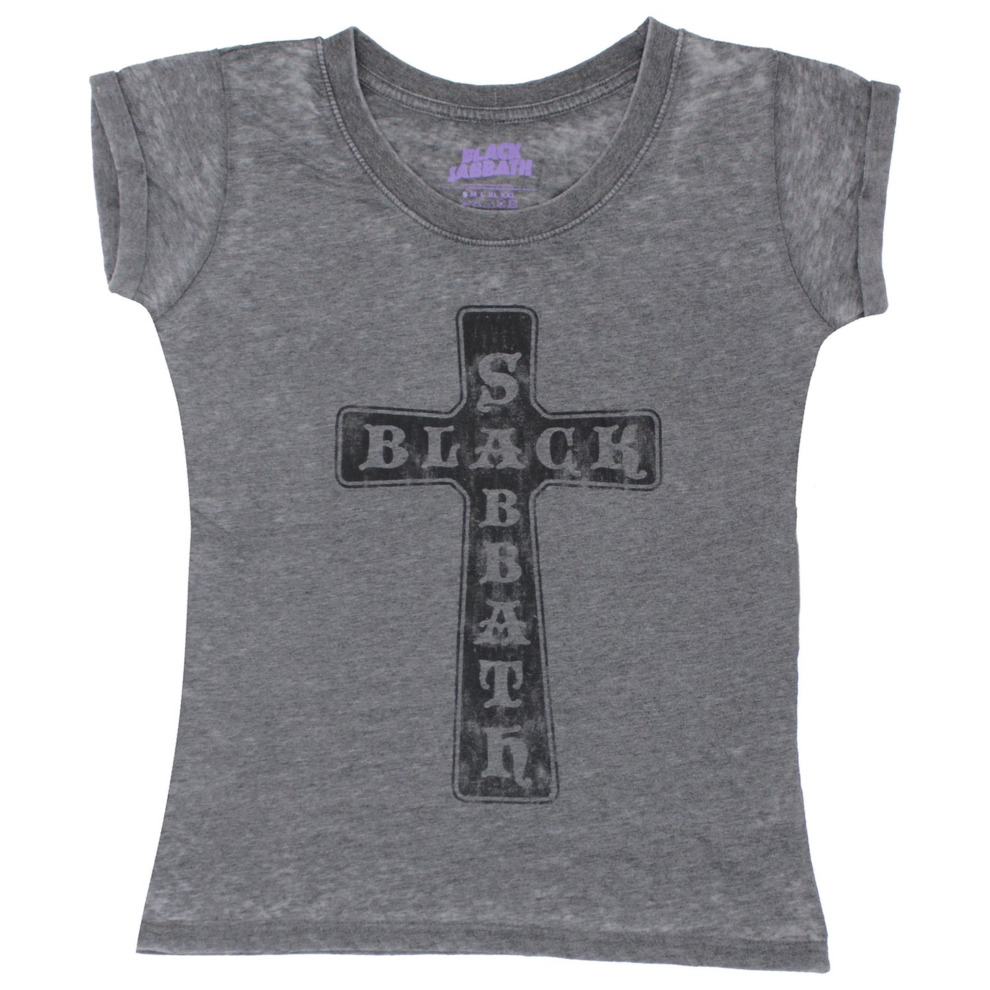 Vintage Cross (Burn Out) Ladies Fashion Tee Junior Top
