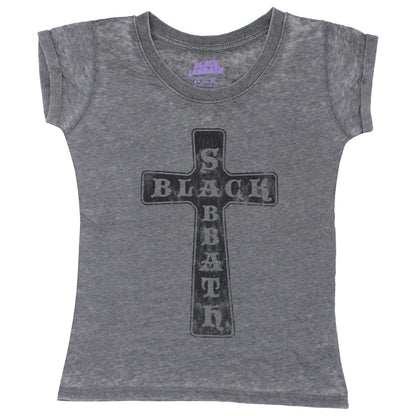 Vintage Cross (Burn Out) Ladies Fashion Tee Junior Top