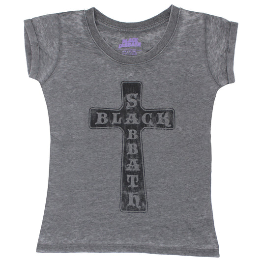 Vintage Cross (Burn Out) Ladies Fashion Tee Junior Top