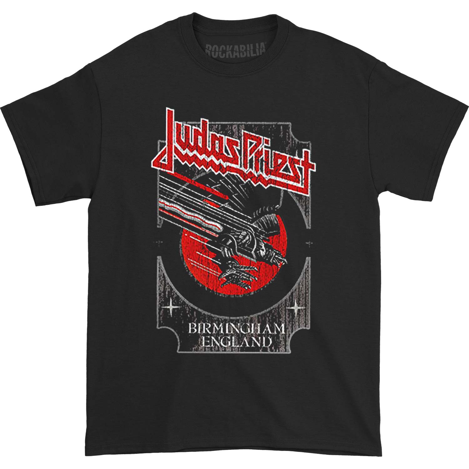 Judas Priest Silver and Red Vengeance Slim Fit T-shirt Front