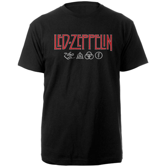 Led Zeppelin Logo & Symbols Slim Fit T-shirt Front