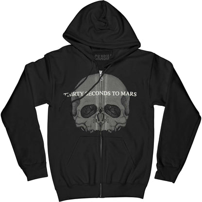 30 Seconds To Mars Skull Zipper Hoodie Zippered Hooded Sweatshirt Front