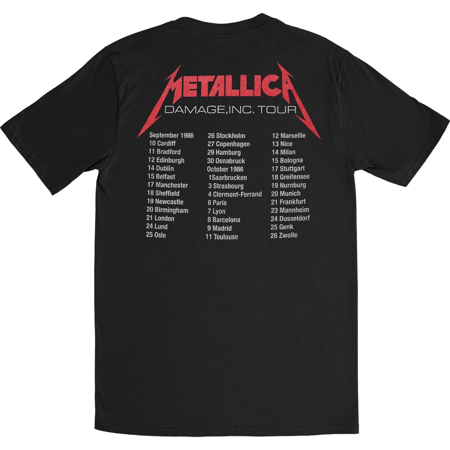 Metallica Master of Puppets European Tour '86. (Back Print) Slim Fit T-shirt Back