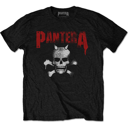 Pantera Horned Skull Stencil (Back Print) Slim Fit T-shirt Front