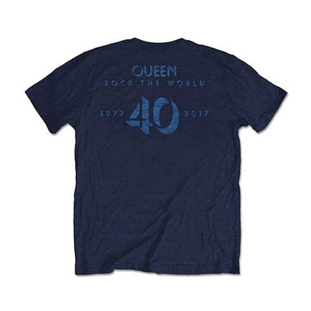 Queen News of the World 40th Vintage Logo (Back Print) Slim Fit T-shirt Back