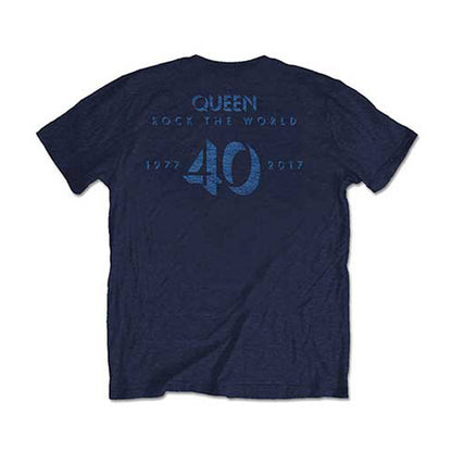 Queen News of the World 40th Vintage Logo (Back Print) Slim Fit T-shirt Back