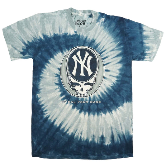 Grateful Dead Steal Your Base Spiral New York Yankees Tie Dye T-shirt Front