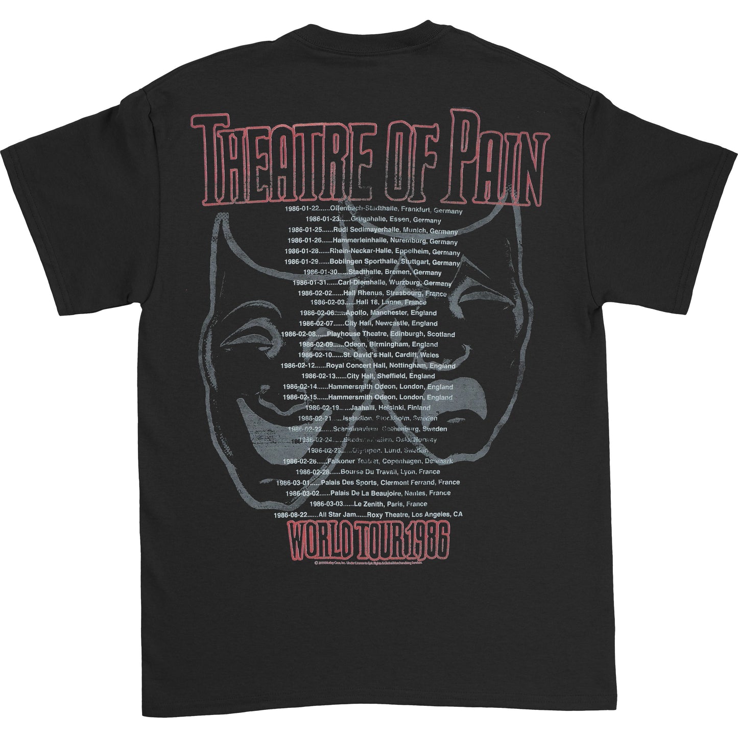 Motley Crue Theatre Of Pain Tour T-shirt Back