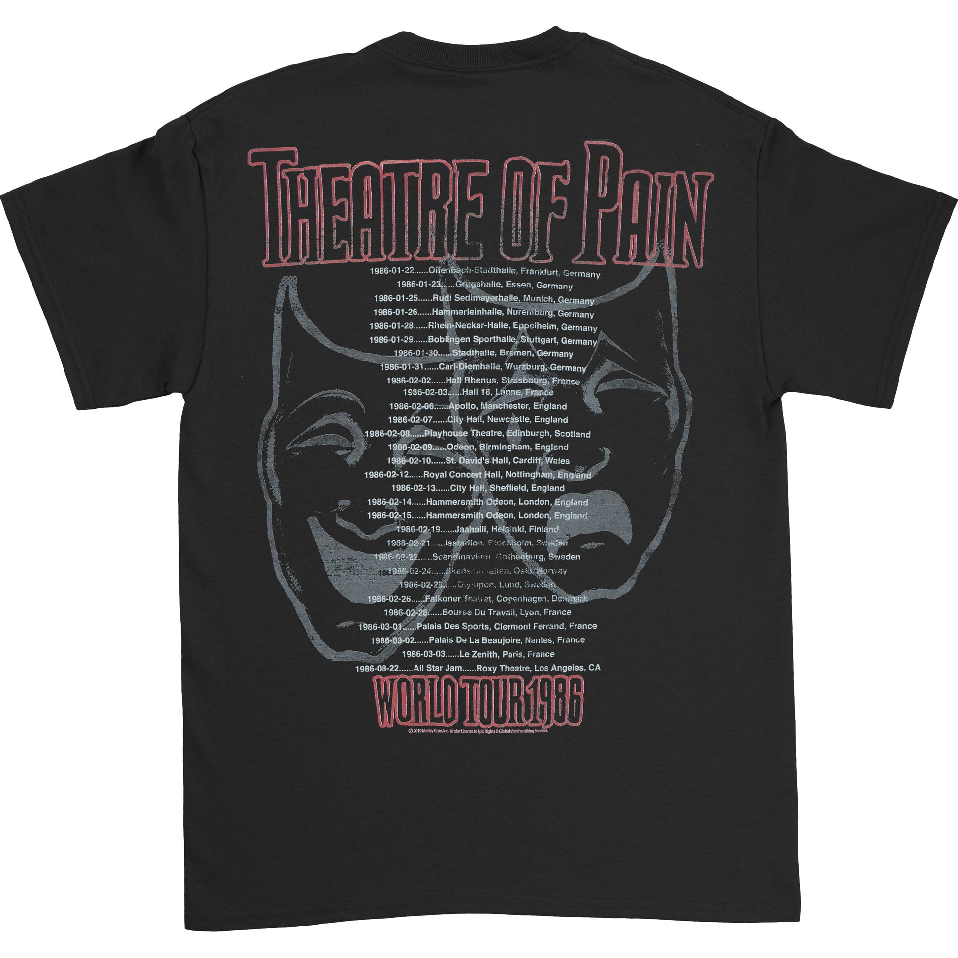 Motley Crue Theatre Of Pain Tour T-shirt Back